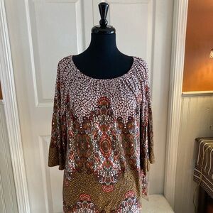 Ruby Rd. Boho Multicolor Floral Women's Blouse